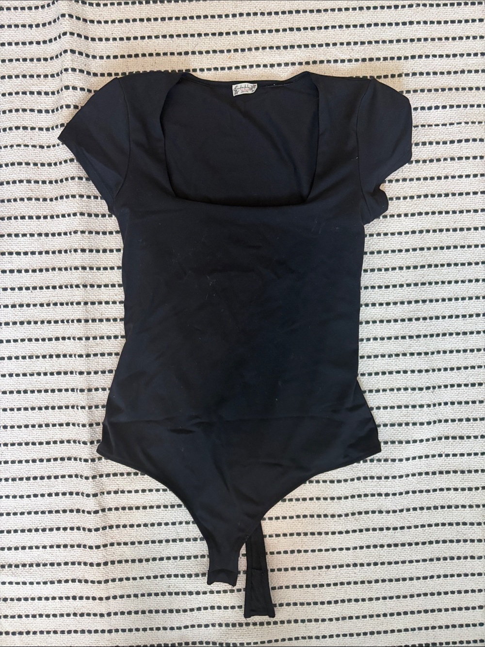 Black Short Sleeve Square Neck Bodysuit - free people intimately